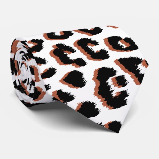 Koolroodbruine Luipaardprint Stropdas (Opgerold)