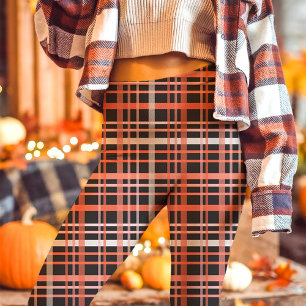 Koolroze, oranje en zwarte herfstruit leggings