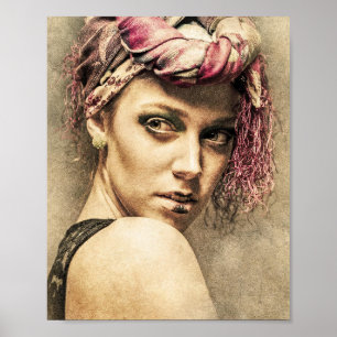 Koolschilderende vrouw moderne kunst poster