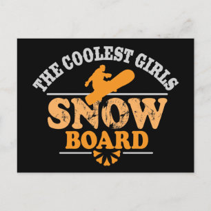 Koolste meisjes Snowboard Briefkaart