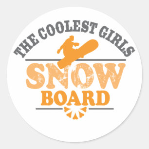 Koolste meisjes Snowboard Ronde Sticker