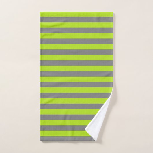 Koolsteengrijs- en kalkgroene strepen bad handdoek (Handdoek)