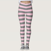 Koolsteengrijs- en zachte roze stropen leggings (Voorkant)
