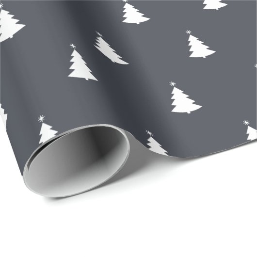 Koolsteengrijs witte kerstboomfeestdag cadeaupapier (Rol Hoek)