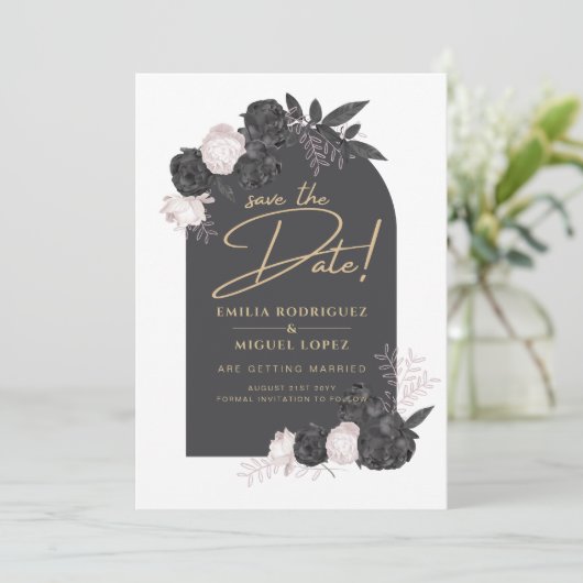 Koolsteenroze roze rozen bruiloft BEWAREN DATUM Kaart (Staand voorkant)