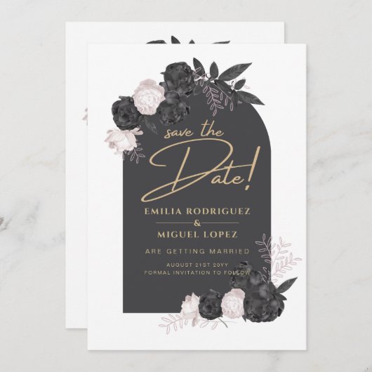 Koolsteenroze roze rozen bruiloft BEWAREN DATUM Kaart (Voorkant / Achterkant)