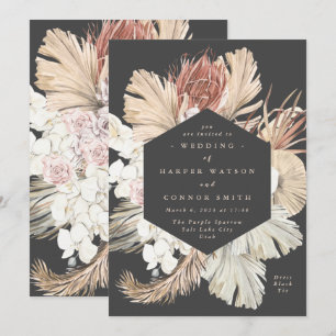 Koolstof crème Pampas Grass Dried Gray Weddenschap Kaart