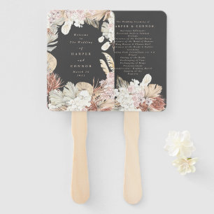 Koolstof crème Pampas Grass Floral Oerwoud Wedding Handwaaier