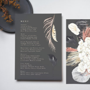 Koolstof crème Pampas Grass Floral Oerwoud Wedding Menu