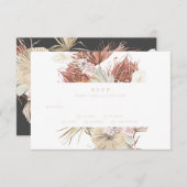 Koolstof crème Pampas Grass Floral Oerwoud Wedding RSVP Kaartje (Voorkant / Achterkant)