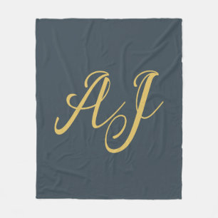 Koolstof Goud Kleur Monogram Professioneel Initiaa Fleece Deken