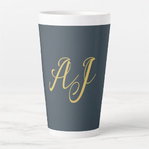 Koolstof Goud Kleur Monogram Professioneel Initiaa Latte Mok