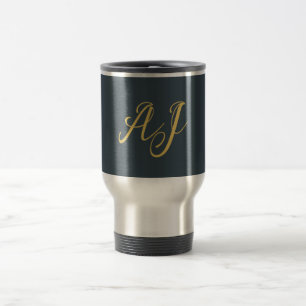 Koolstof Goud Kleur Monogram Professioneel Initiaa Reisbeker