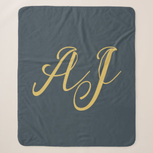 Koolstof Goud Kleur Monogram Professioneel Initiaa Sherpa Deken
