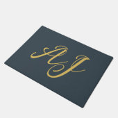 Koolstof Goud Kleur Monogram Professionele Initiaa Deurmat (Schuin)