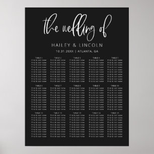 Koolstof Modern Minimalist Wedding Seating Chart Poster
