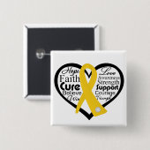 Koolstof voor kinderkanker vierkante button 5,1 cm (Voorkant /achterkant)