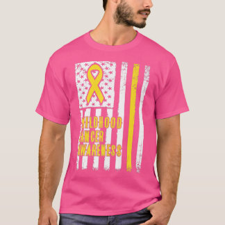 Koolstof voor kinderkankerbewustmaking in een vlag t-shirt