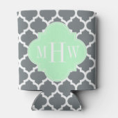 Koolstof, WhMoroccan #5 Mint 3 Initiaal monogram Blikjeskoeler (Achterkant)