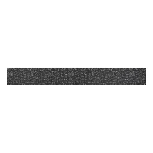 Koolstof - Zwarte en witte Wiskunde Grosgrain Lint (Voorkant)