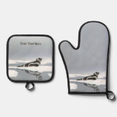 Koolstofafdichting op ijs ovenwant & pannenlap set (Voorkant)