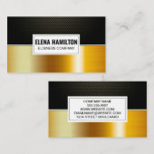 koolstofvezel | Goud Metallic Kleurblok Visitekaartje (Voorkant / Achterkant)