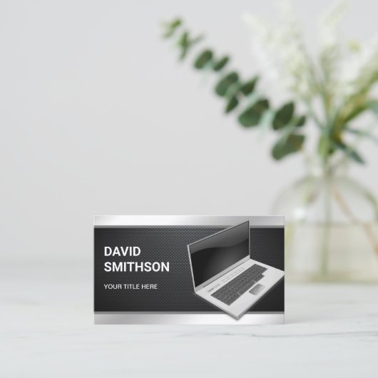 Koolstofvezel-laptop — Computer Reparation Technic Visitekaartje (Staand voorkant)