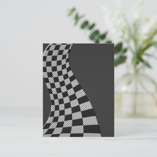 Koolstofvezel zoals racevoetafdruk briefkaart (Staand voorkant)