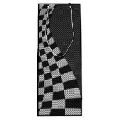 Koolstofvezel zoals racevoetafdruk wijn cadeautas (Achterkant)