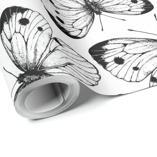 Koolstofvlinderpatroon Cadeaupapier (Rol Hoek)