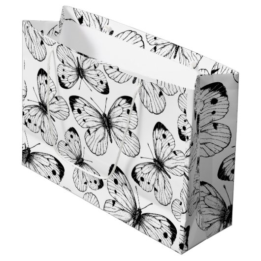Koolstofvlinderpatroon Groot Cadeauzakje (Voorkant Gekanteld)