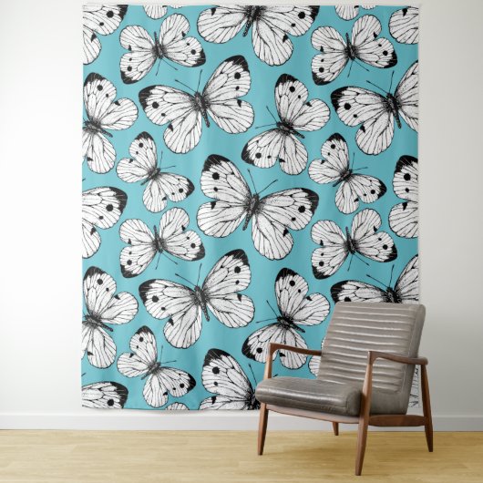 Koolstofvlinderpatroon Wandkleed (In situ)