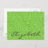 Kooltrendy trilling neongroene faux glitter briefkaart (Voorkant / Achterkant)