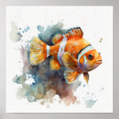 Koolvis in het poster van de waterverf (Voorkant)