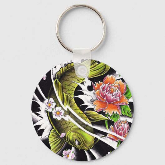 Koolvis, oraal japans zwarte inkt, gelukzali sleutelhanger (Voorkant)