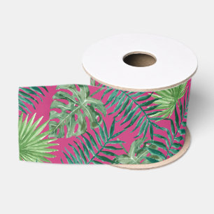 Koolvormig ontwerp met tropische palmbladeren Gros Grosgrain Lint