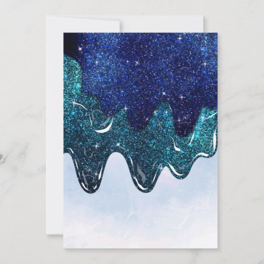 Koolzure blauwe sparkly glitter Slim Birthday Kaart (Achterkant)