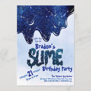 Koolzure blauwe sparkly glitter Slim Birthday Kaart
