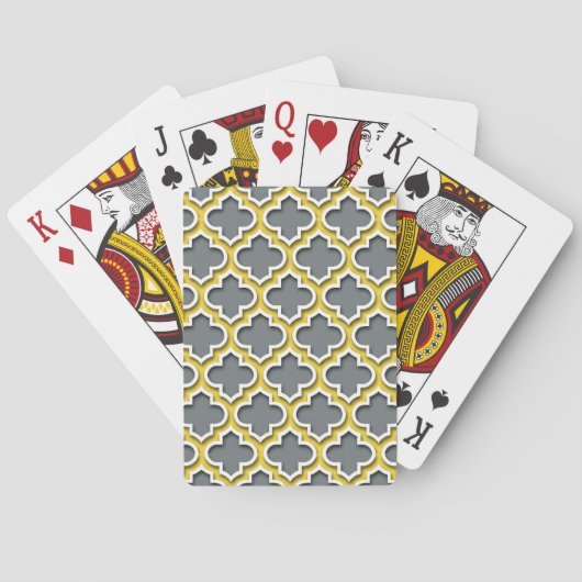 Koolzuuranananananas Witte Marokkaanse Quatrefoil  Pokerkaarten (Achterkant)