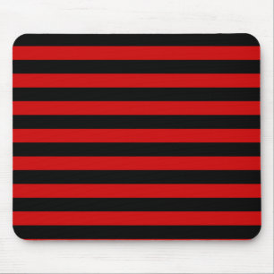 Koolzwart en rood strepenpatroon muismat