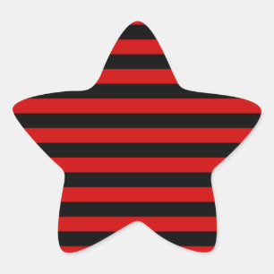 Koolzwart en rood strepenpatroon ster sticker