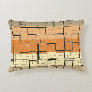 Koolzwart, grijs Oranje, gele perspatroon Accent Kussen