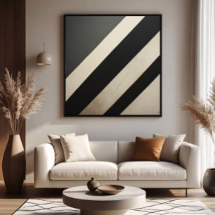 Koolzwarte en witte strepen minimalistisch poster