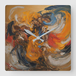 Koonig wandklok, 10" ronde zwarte houten Lijst Vierkante Klok