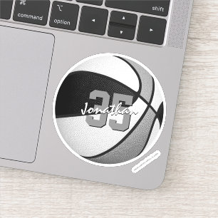 Koop 1 of Bulk Zwart Grijs Team Kleuren Basketbal Sticker