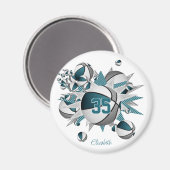 Koop 1 of koop voor team blauwgroen grijze basketb magneet (Voorkant / Achterkant)