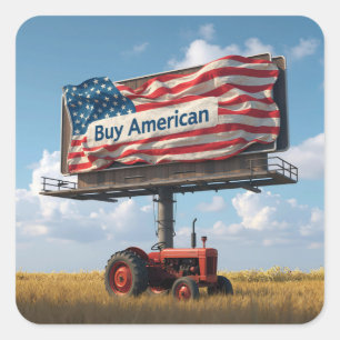Koop Amerikaanse Billboard Met Retro Tractor Vierkante Sticker
