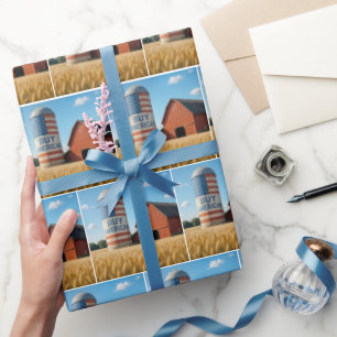 KOOP AMERIKAANSE TEKST MET VLAG OP EEN SCHUUR SILO CADEAUPAPIER