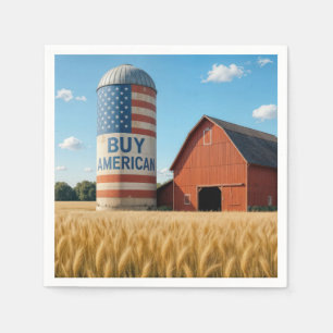 KOOP AMERIKAANSE TEKST MET VLAG OP EEN SCHUUR SILO SERVET