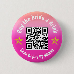 Koop de Bride A Drink Disco Cowgirl QR Code Ronde Button 5,7 Cm